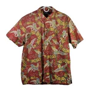 VTG Polo Ralph Lauren Men's Large Bird Print Short Sleeve Button Down Shirt